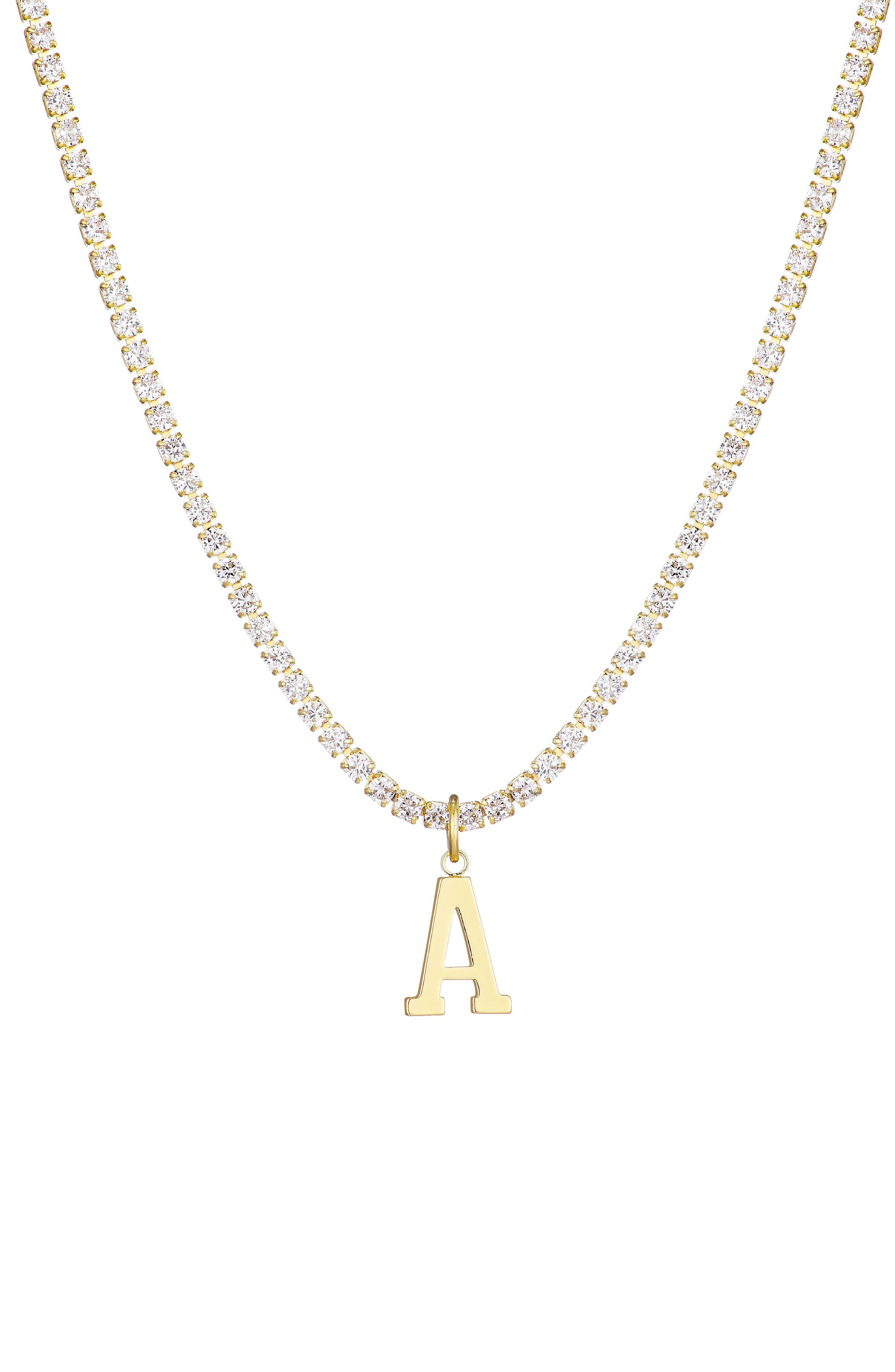 Adornia Initial Charm Tennis Necklace