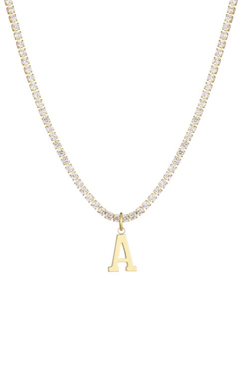 Initial Charm Tennis Necklace