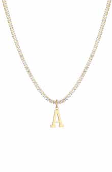 Adornia Initial Charm Tennis Necklace