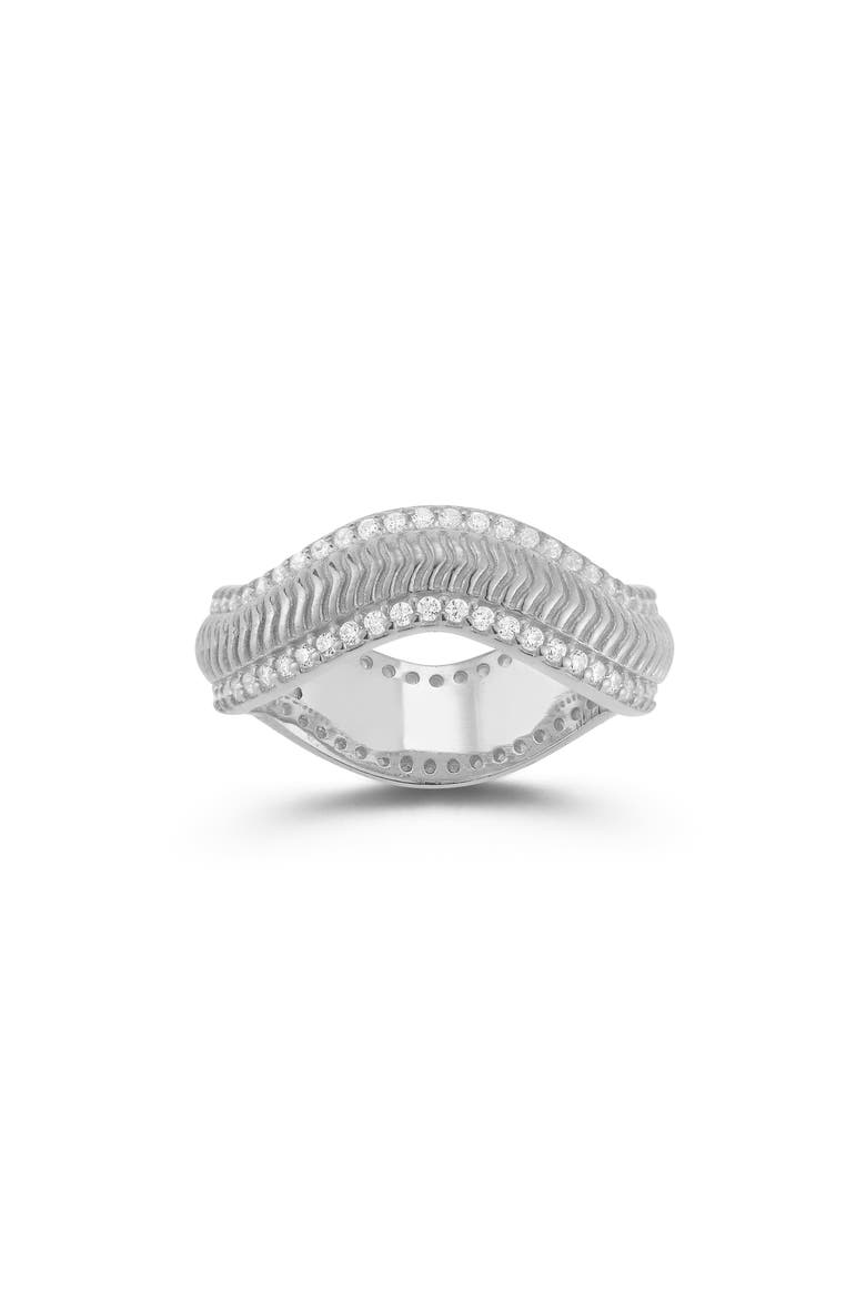 Cubic Zirconia Wave Ring, Main, color, SILVER
