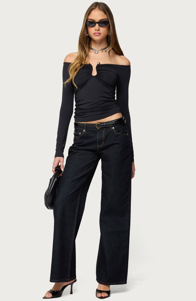 EDIKTED Halle Abstract Wavy Hardware Off the Shoulder Top, Alternate, color, 