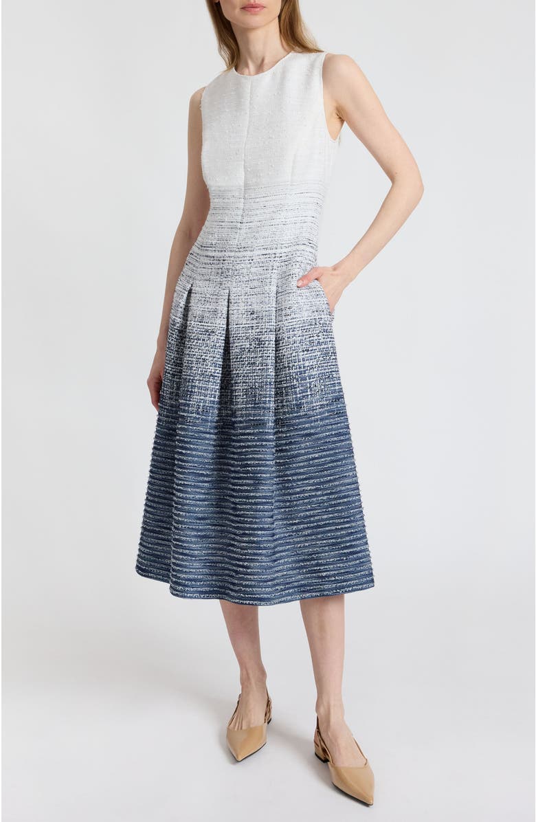 Santorelli Keely Sleeveless Midi Dress in Modern Ombre Tweed, Main, color, Blue Aura