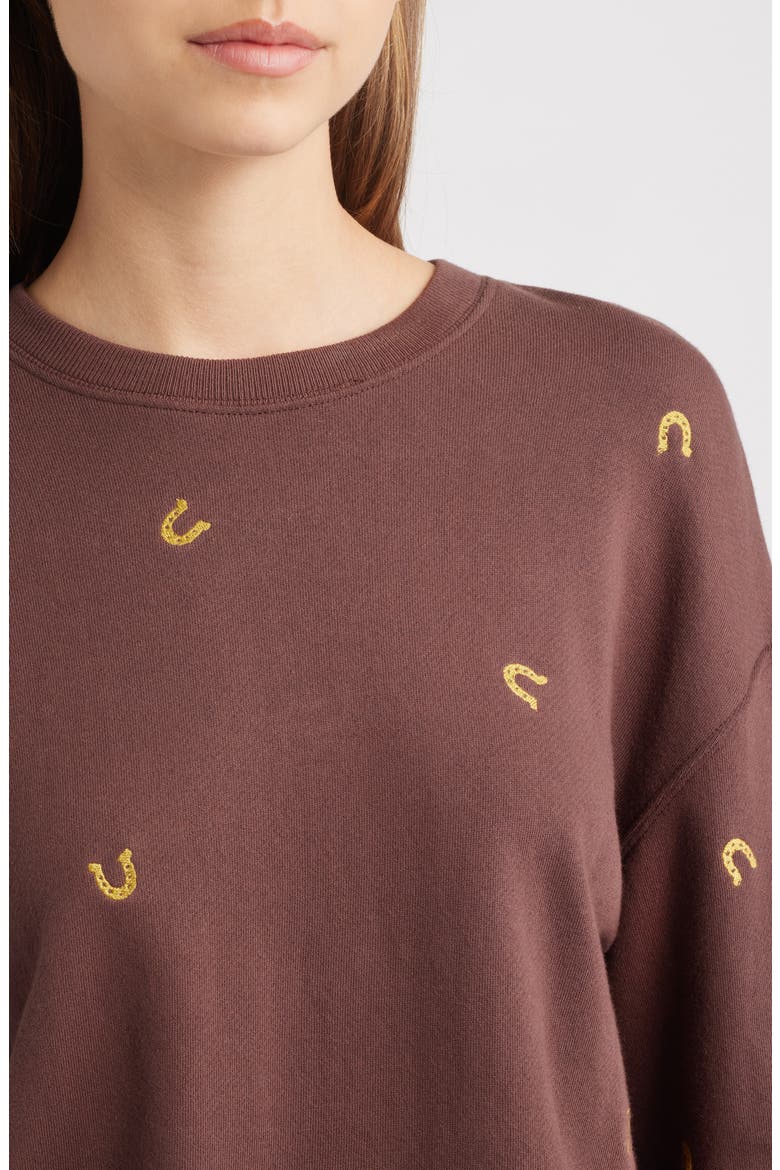 Ramona Horseshoe Embroidered Crewneck Sweatshirt, Alternate, color, HORSESHOES