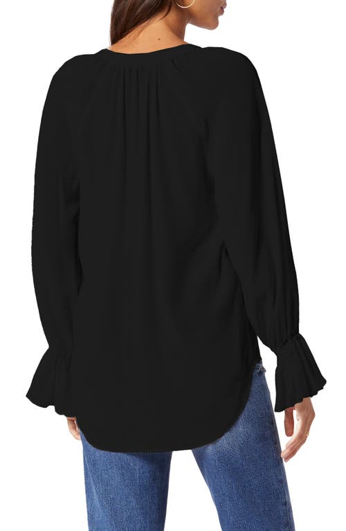 Joie Plus Cecarina Ruched Bell-sleeve Tassel Top In Caviar