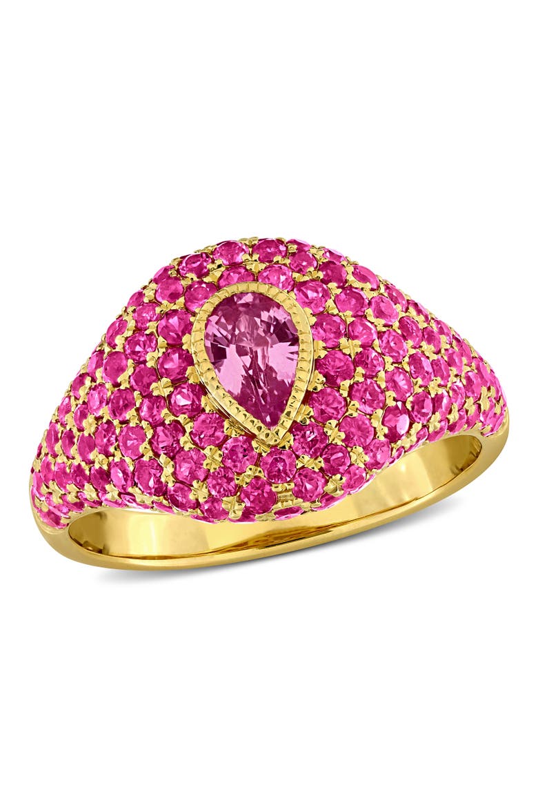 Pink Sapphire Pear Cluster Cocktail Ring 14k, Main, color, Pink Sapphire