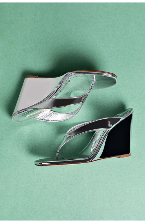 Larroude Larroudé Gaia Wedge Sandal In Silver