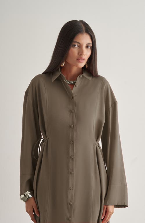 Mizalle Side-tie Tunic In Brown