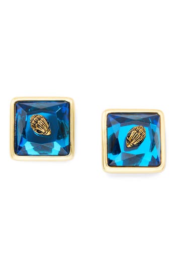 Kurt Geiger London Eagle Square Stud Earrings In Blue