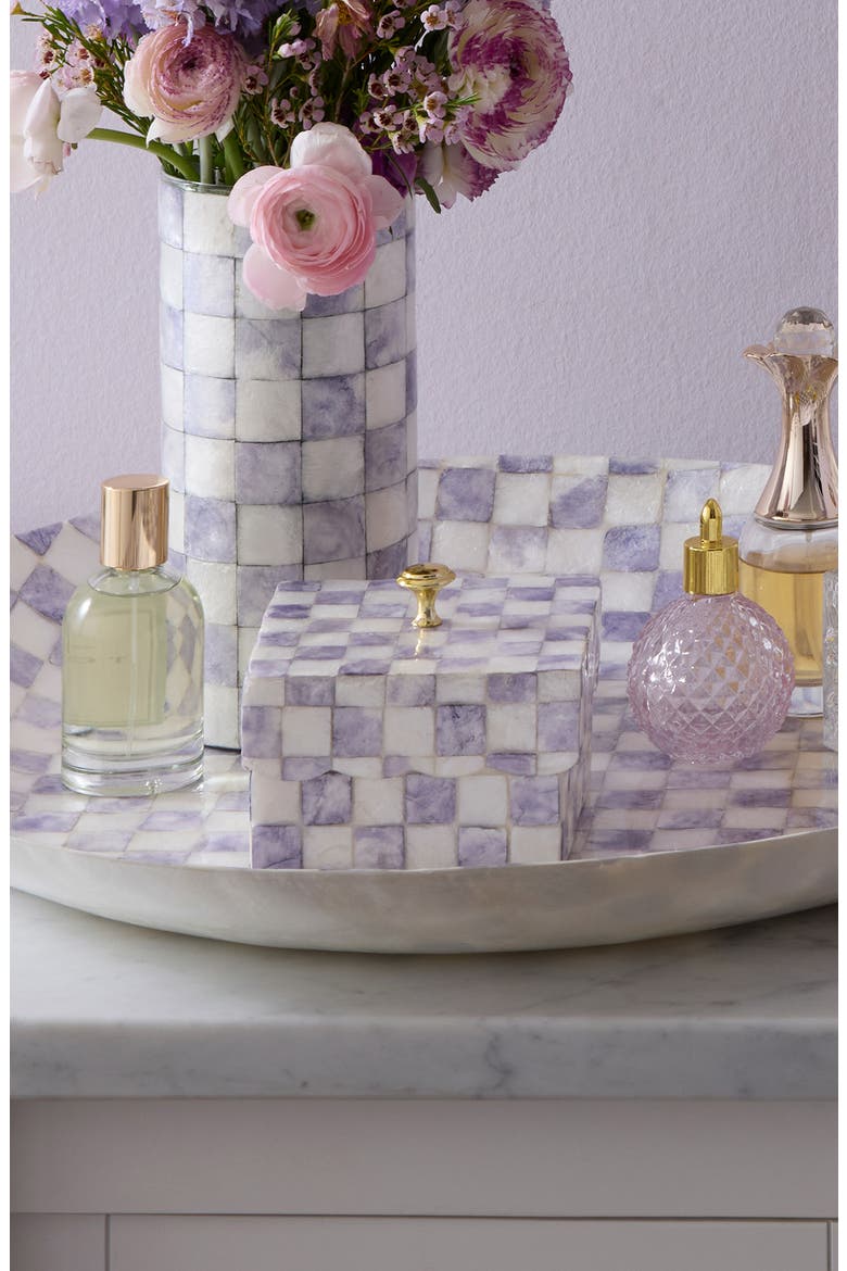 Violet Check Capiz Scalloped Box, Alternate, color, VIOLET