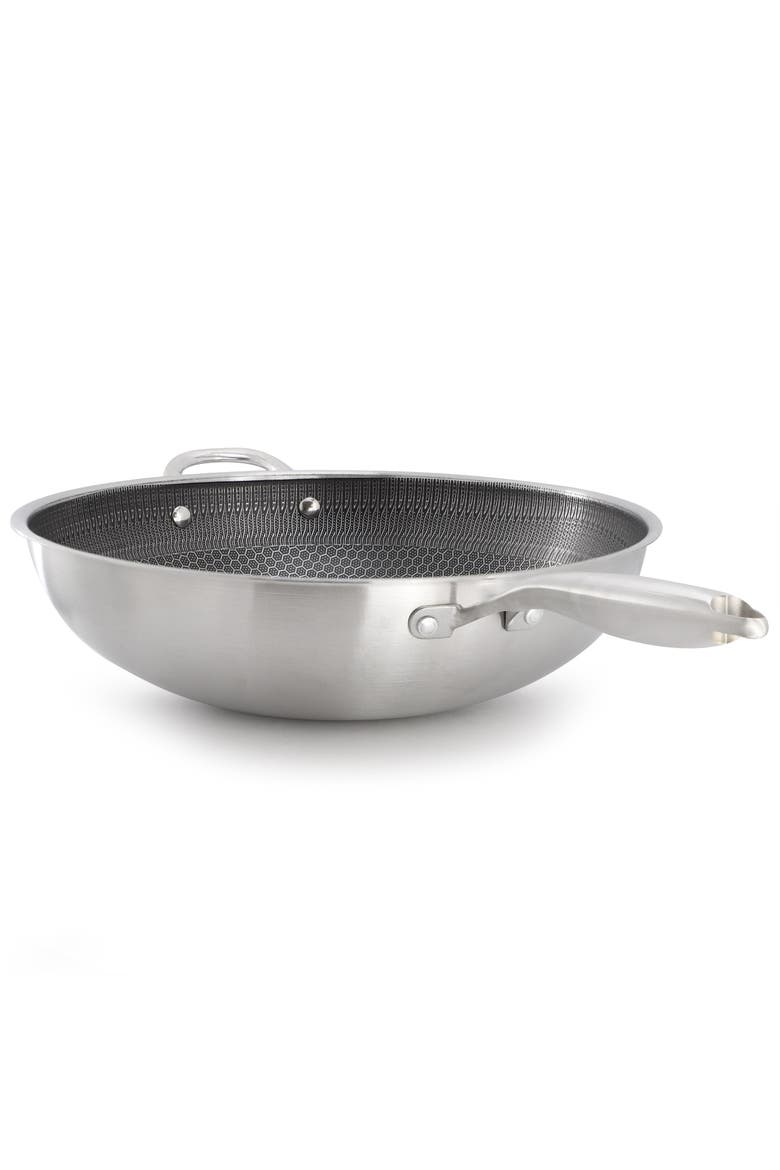 Stargaze 14in Embossed Interior Stainless Steel Wok, Alternate, color, Silver