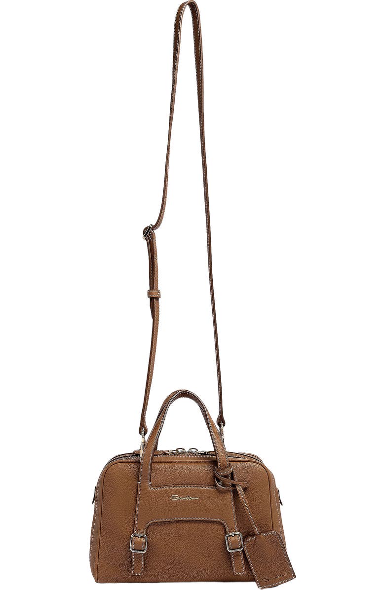 Santoni Leather handbag, Alternate, color, Brown
