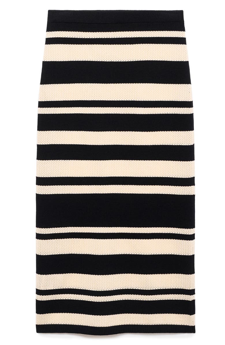 MANGO Stripe Knit Midi Skirt, Main, color, Black