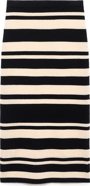 MANGO Stripe Knit Midi Skirt