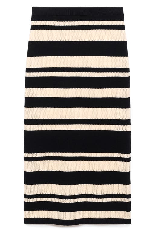 Mango Stripe Knit Midi Skirt In Black