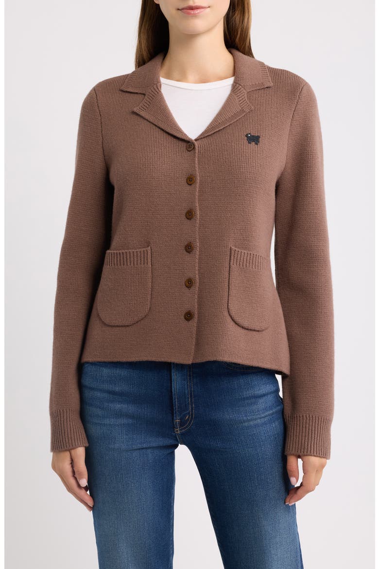 Merino Wool Blazer Cardigan, Main, color, HEATHER BROWN