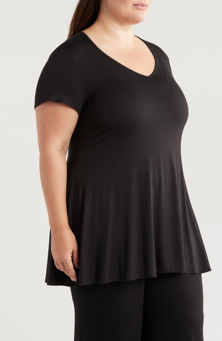 24seven Comfort Apparel V-Neck Jersey Swing Top, Alternate, color, Black