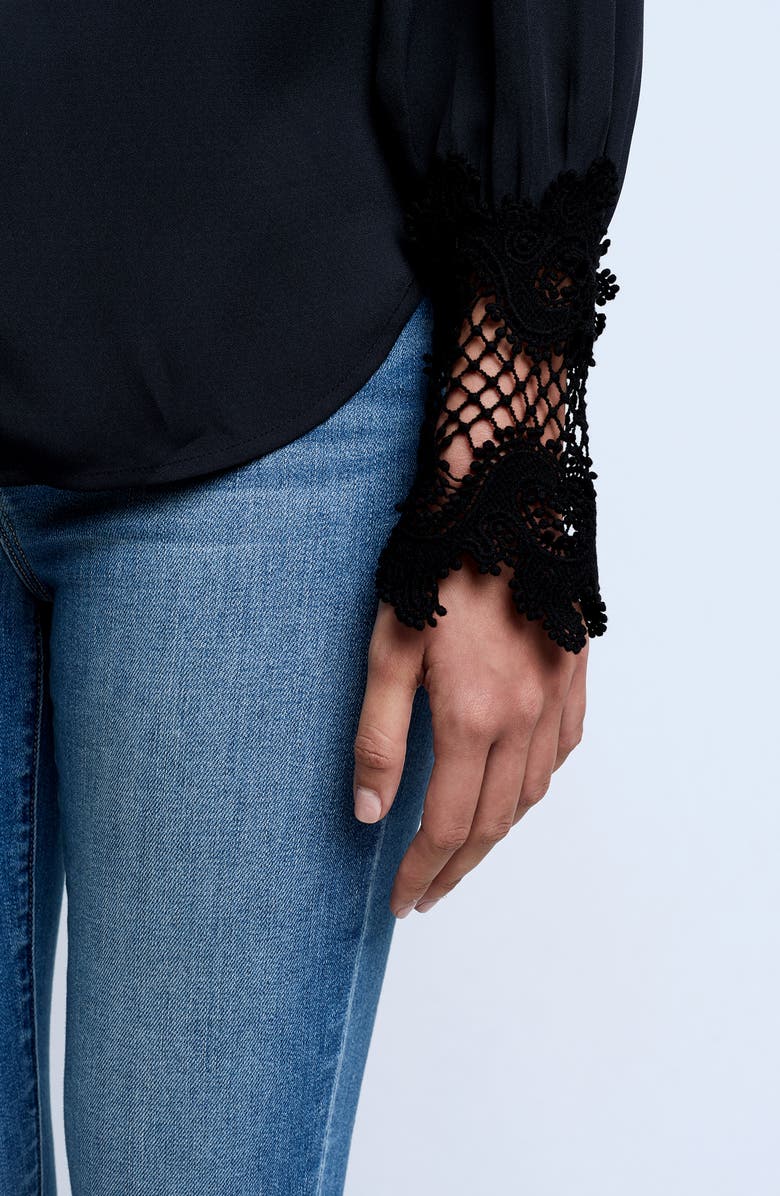 L'AGENCE Ava Lace Cuff Button-Up Blouse, Alternate, color, 