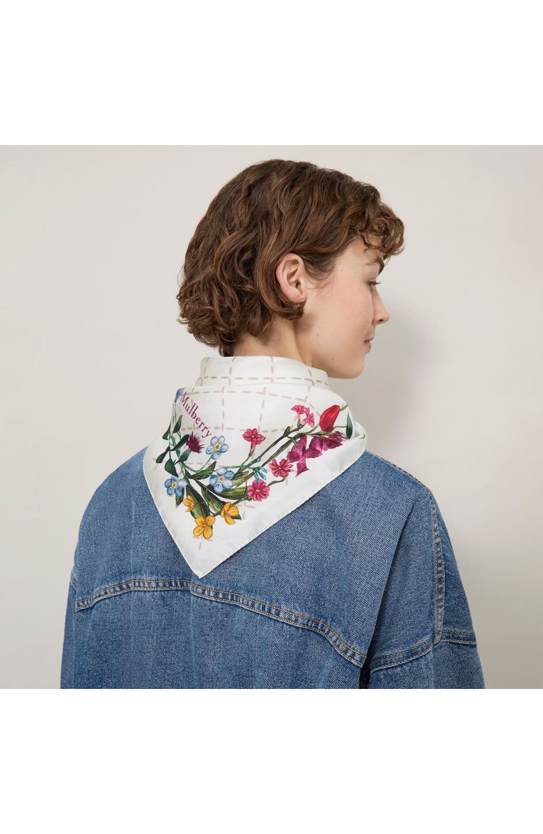 Mulberry Silk Wild Floral Square Scarf, Alternate, color, Eggshell