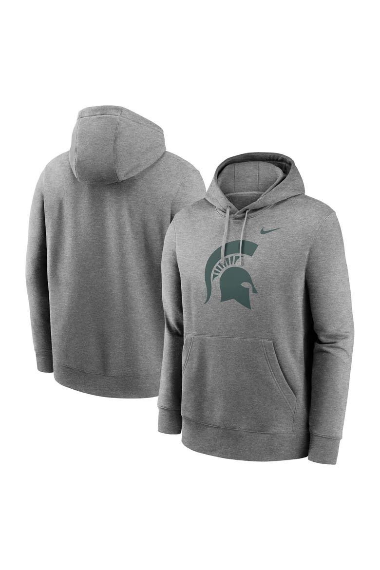 Men's Nike Heather Gray Michigan State Spartans Primetime Evergreen Club Fleece Pullover Hoodie, Main, color, Heather Gray