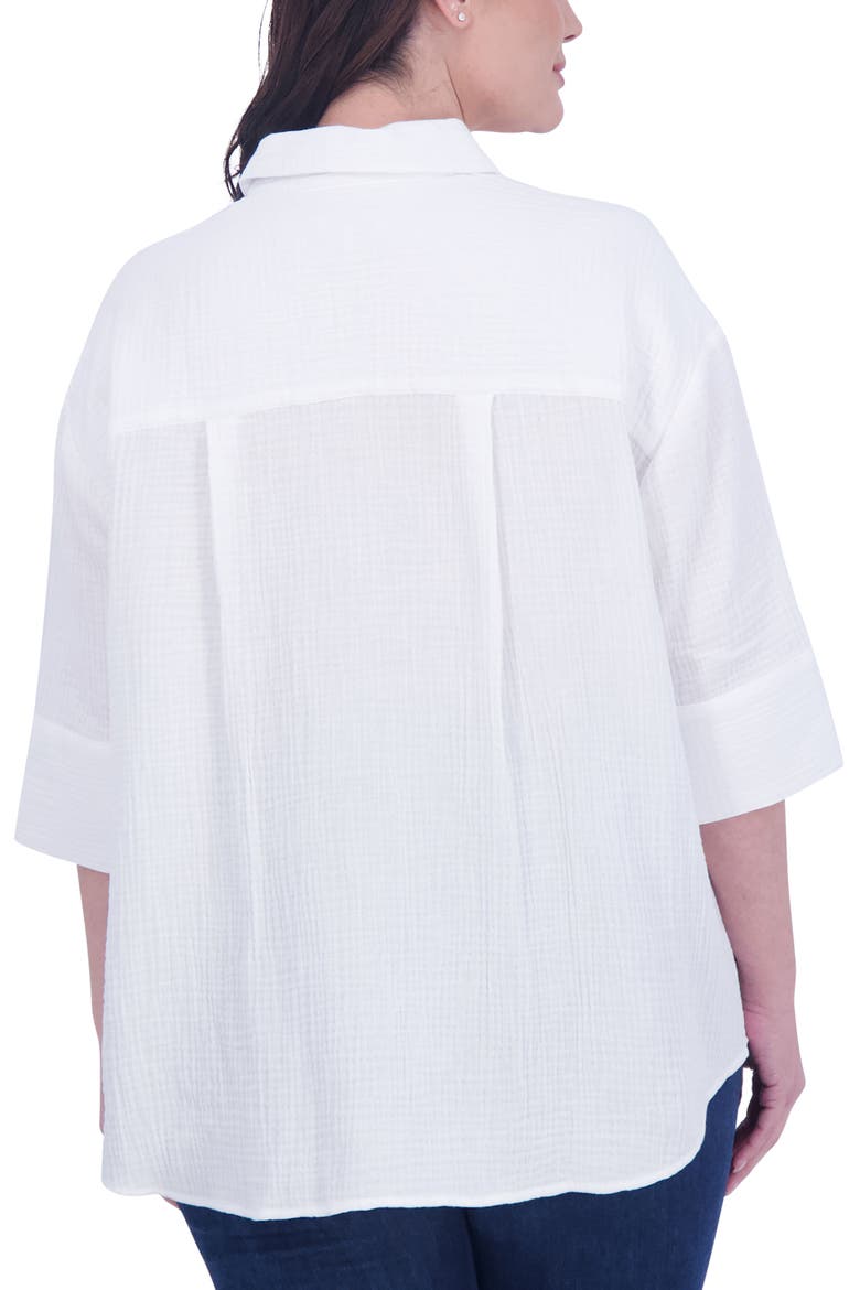 Joanna Cotton Gauze Button-Up Shirt, Alternate, color, WHITE