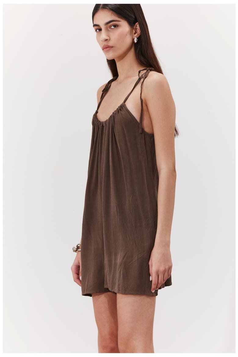 Solena Crêpe High Neck Romper Cover-Up, Alternate, color, Khaki