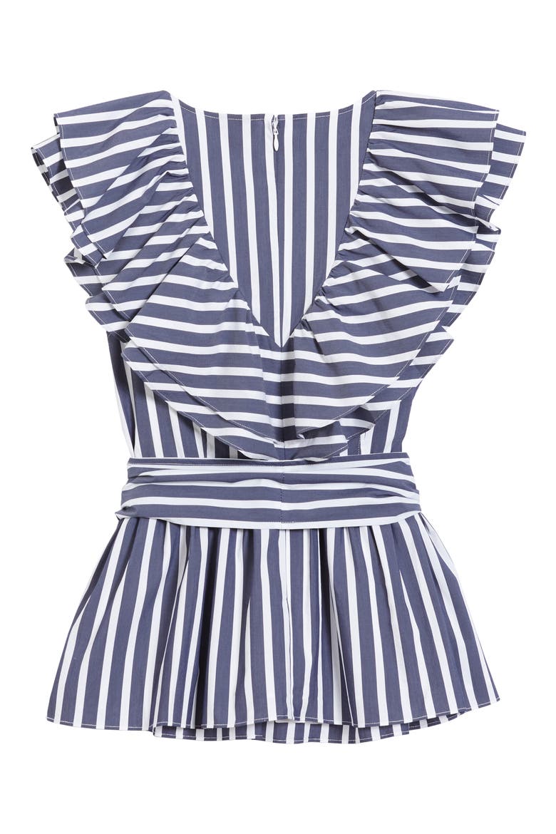 x Atlantic-Pacific Ruffle Stripe Tie Top, Alternate, color, NAVY- WHITE STRIPE