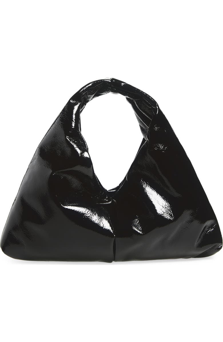 KASSL Small Anchor Lacquered Hobo Bag, Main, color, Black 0001