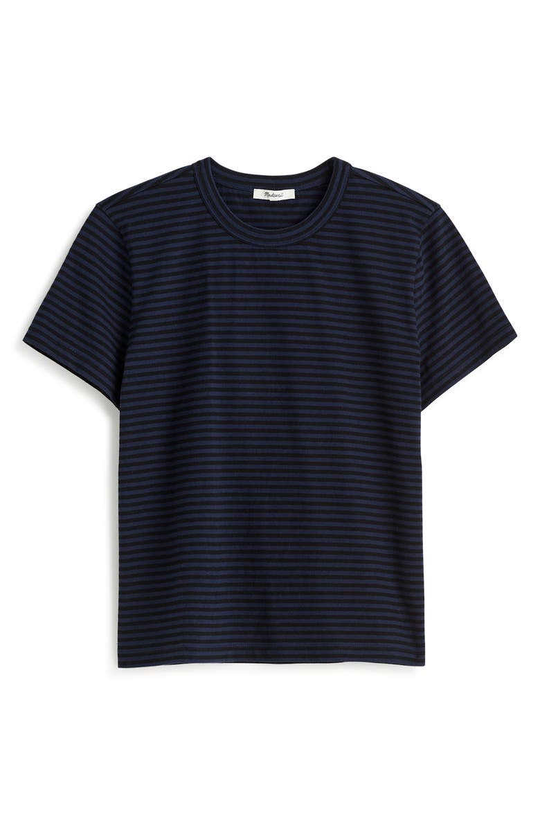 Madewell Perfect Stripe Cotton Crewneck T-Shirt, Main, color, Juniper Berry