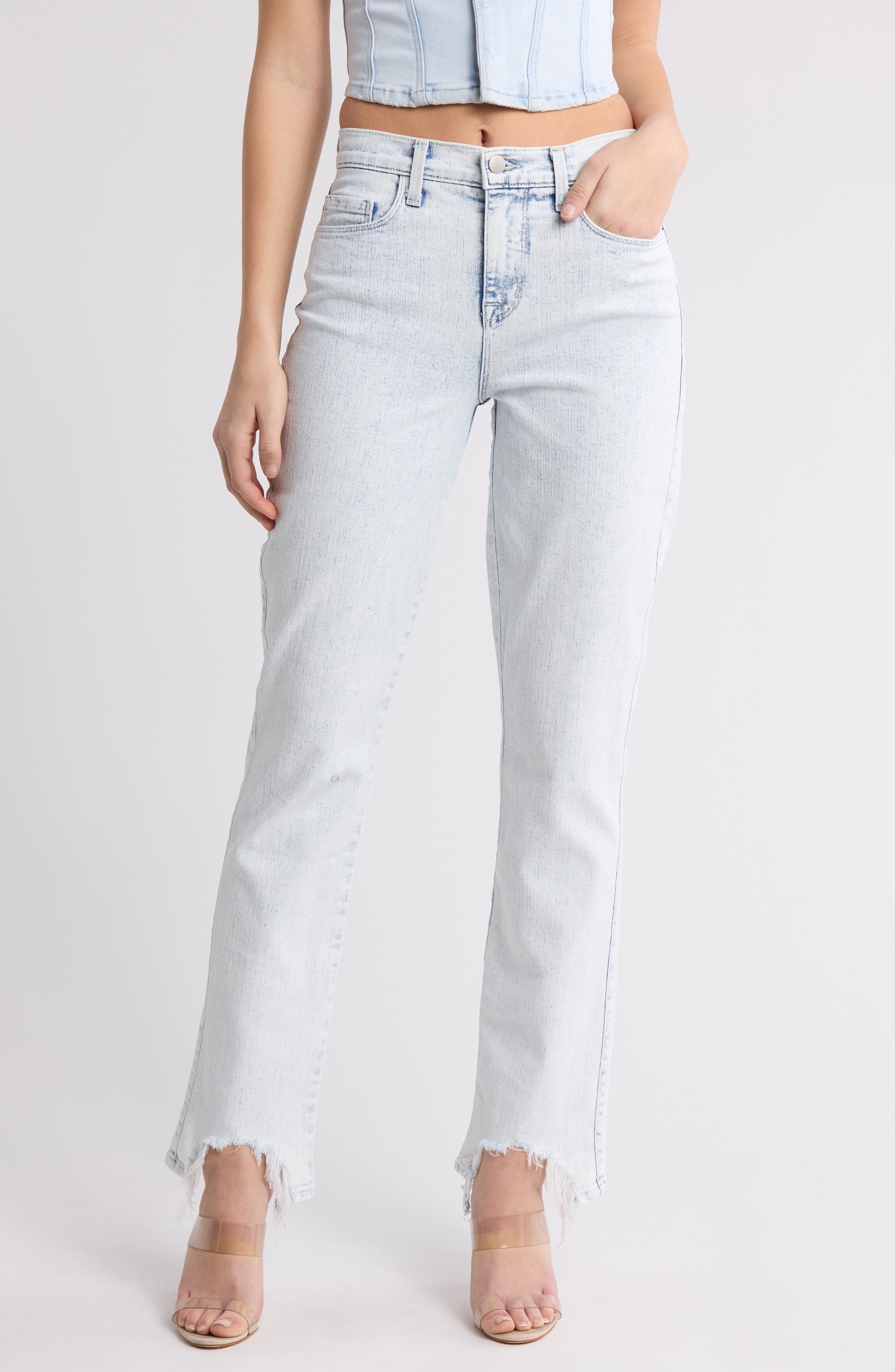 Harmon High Waist Slim Raw Hem Jeans