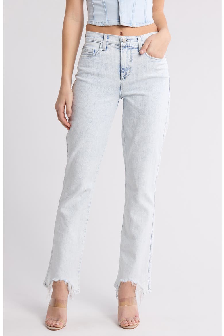 Harmon High Waist Slim Raw Hem Jeans, Main, color, ELECTRA