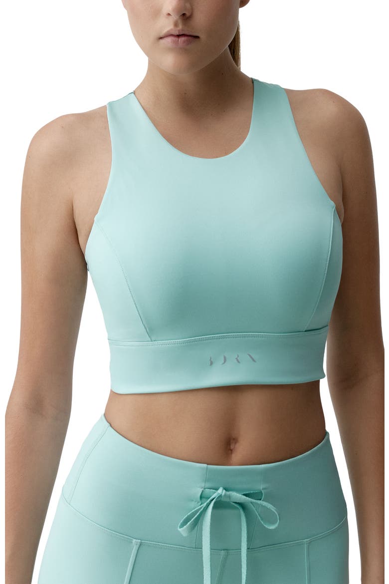 Ariadna Medium-Support Seamless Sports Top, Main, color, Greece Blue
