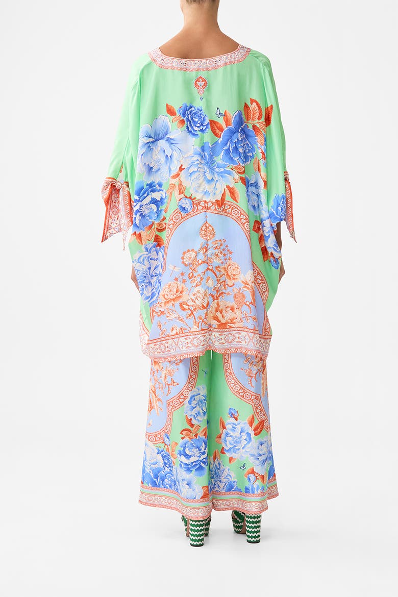 Tie Sleeve Short V Neck Kaftan Topkapi Pop, Alternate, color, Topkapi Pop