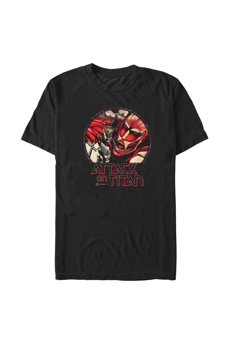 Men's Eren Vs. Colossal Cover Short Sleeve Graphic T-Shirt, Alternate, color, Black