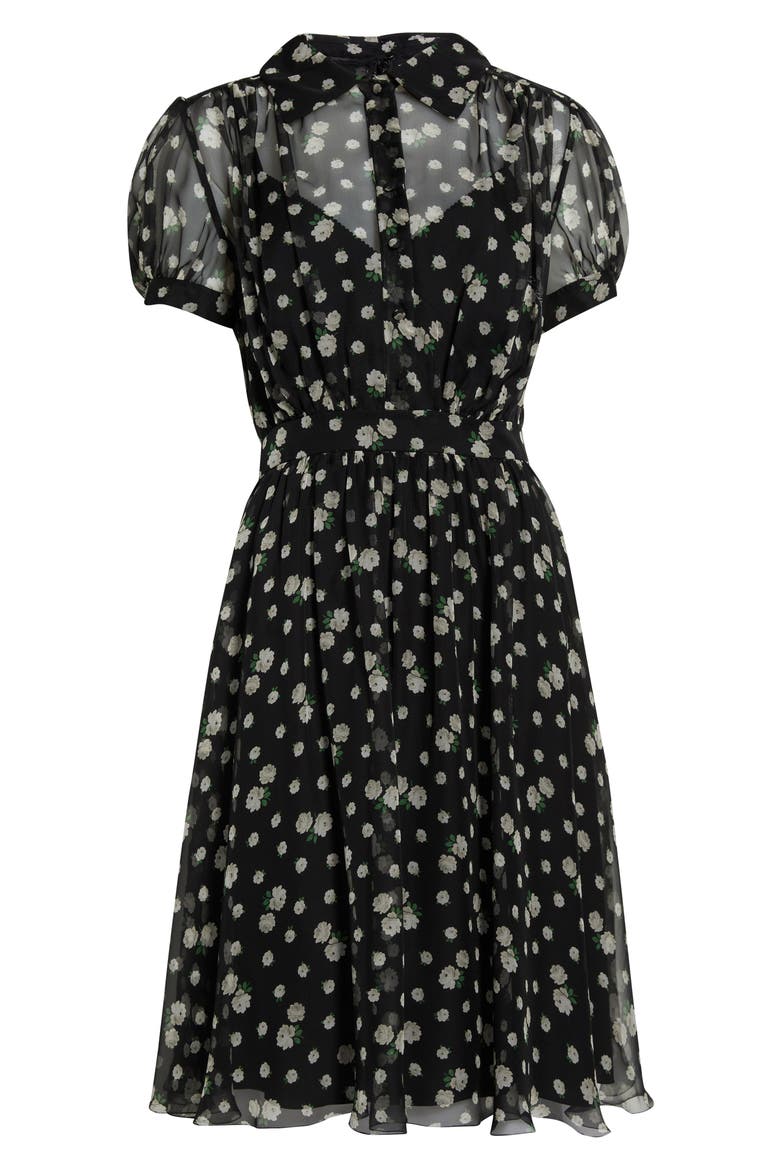 Floral Silk Chiffon Cocktail Dress, Main, color, HX6BY ROSEL BCO F.NERO