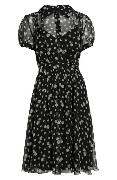 Floral Silk Chiffon Cocktail Dress