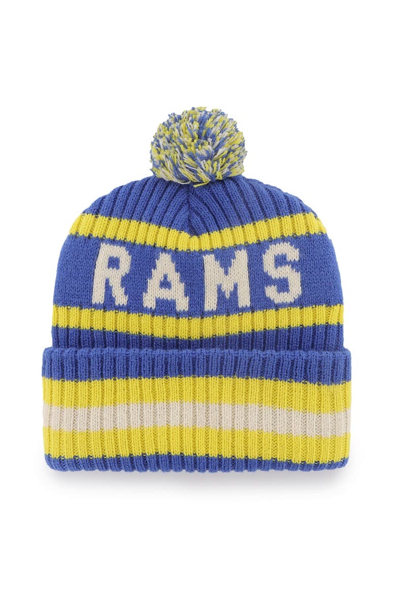 '47 Men's '47 Royal Los Angeles Rams Bering Cuffed Knit Hat with Pom, Alternate, color, 