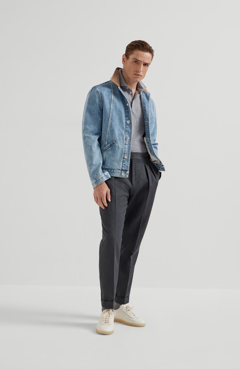 Brunello Cucinelli Polo with shirt collar, Alternate, color, Grey