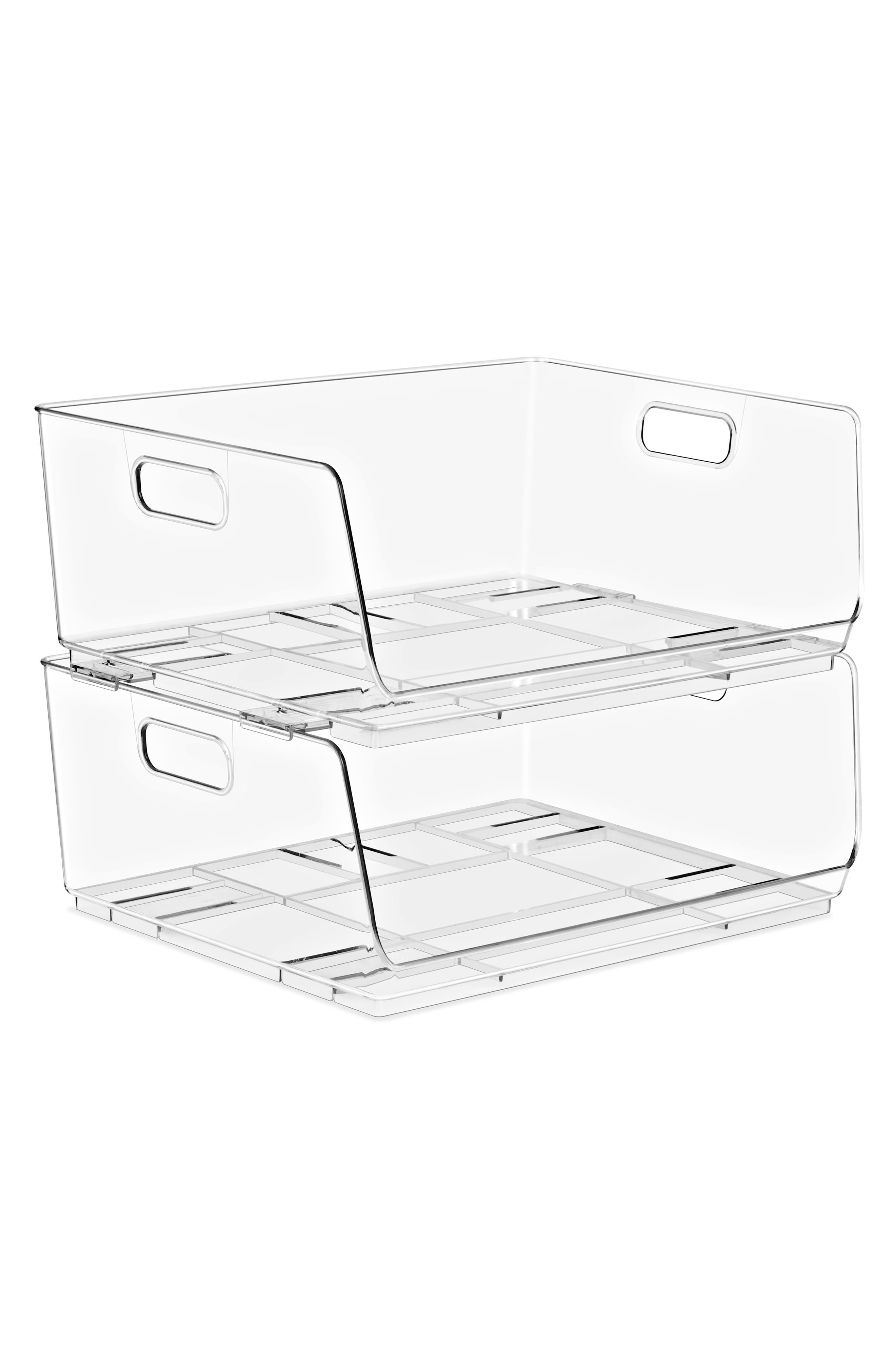 Set of 2 Large Open Front Stackable Bins