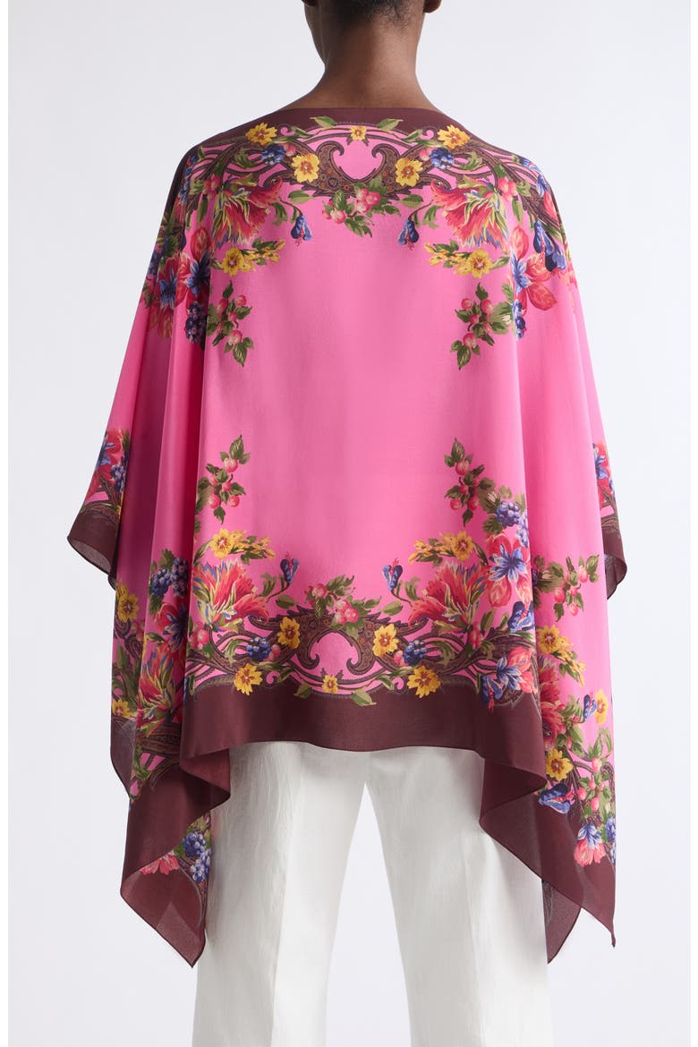 Floral Silk Poncho, Alternate, color, PINK MULTI