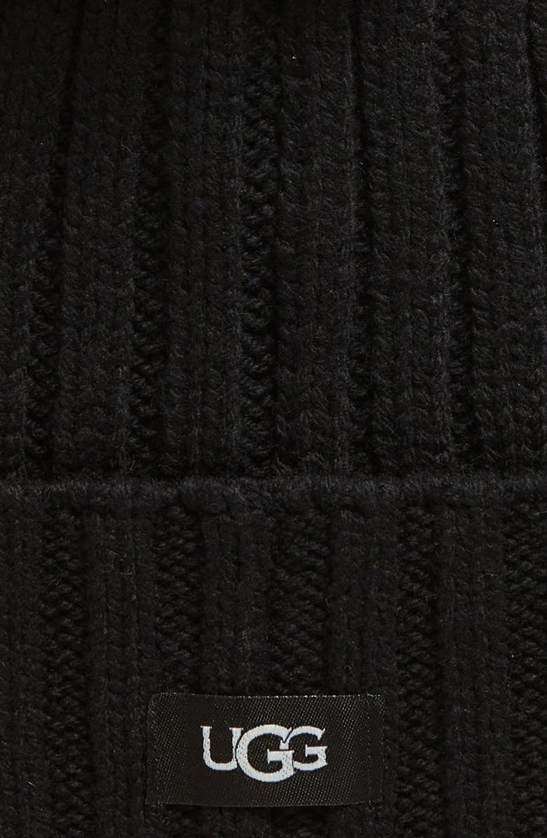 UGG<sup>®</sup> Pompom Solid Rib Knit Beanie - Unisex, Alternate, color, 