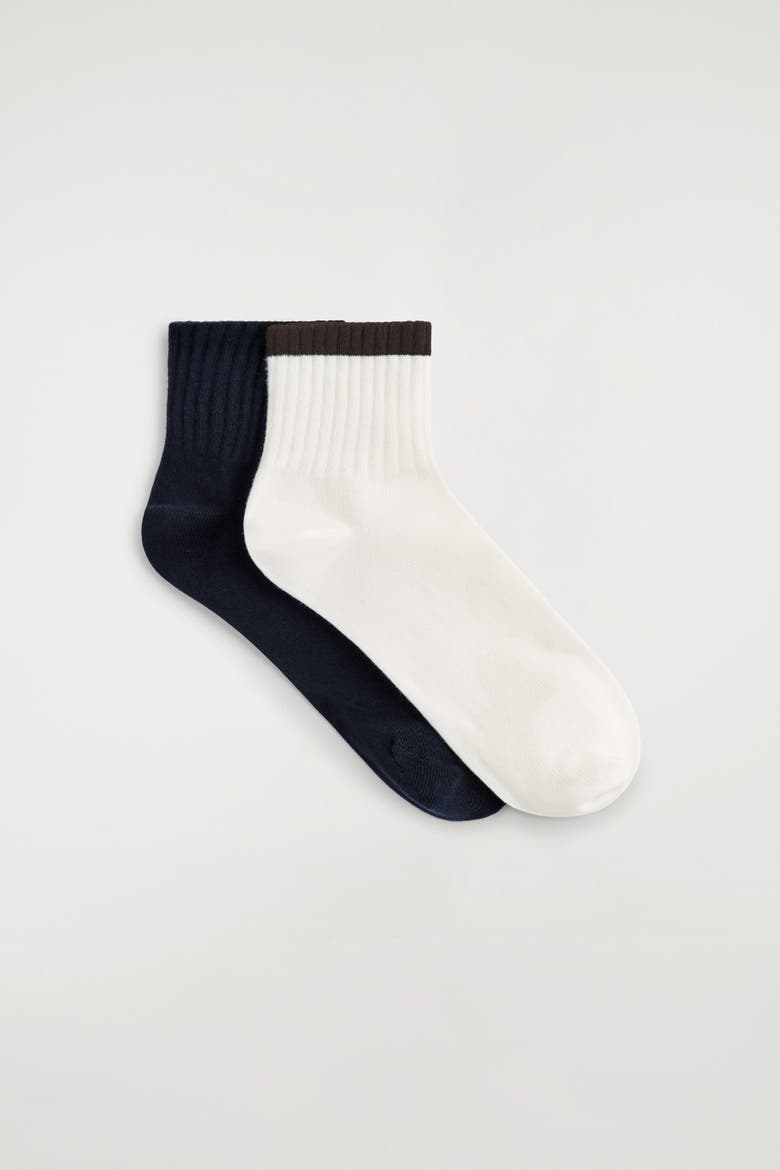 2-Pack Ribbed Sports Socks, Main, color, NAVY / CREAM / BROWN