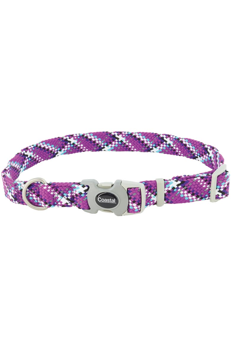 Active Woven Reflective Dog Collar, Small 5/8 Inch, Adjustable, Main, color, Purple
