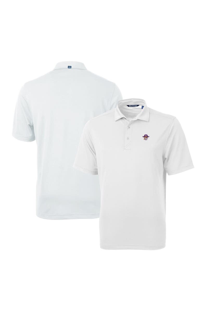 Cutter & Buck Men's Cutter & Buck White ECU Pirates Team Logo Virtue Eco Pique Recycled Polo, Main, color, White