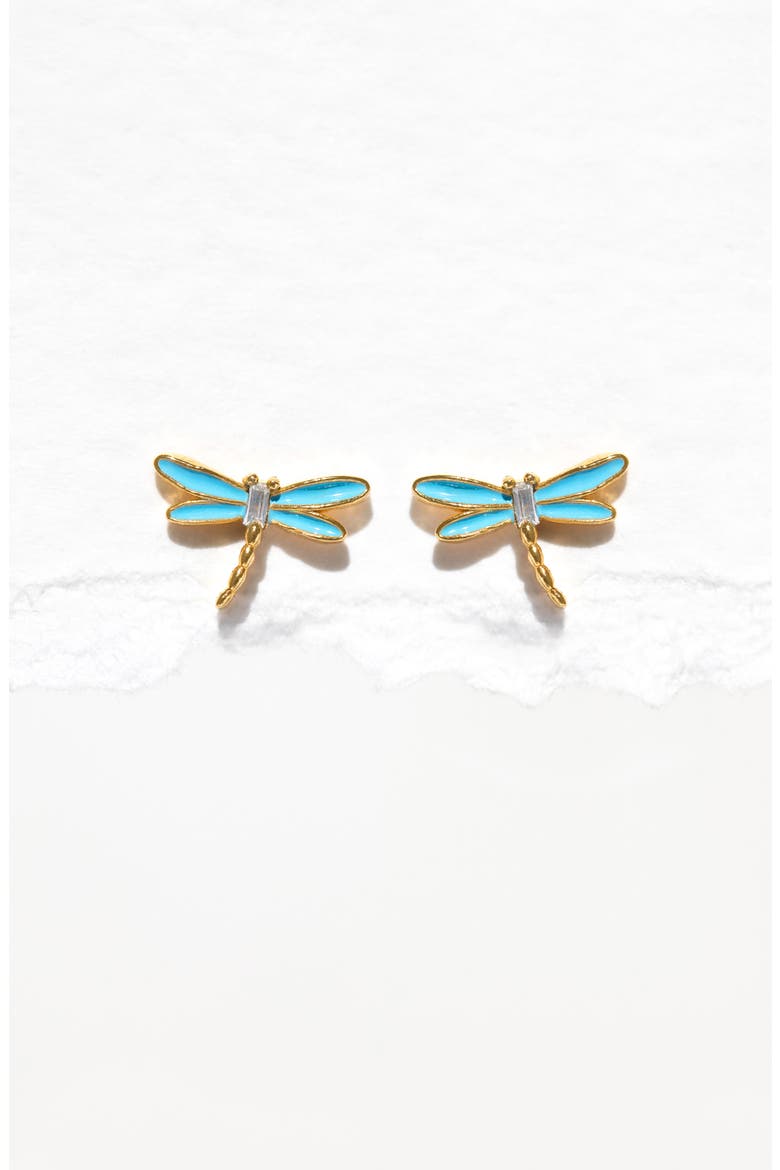 Dragonfly Stud Earrings, Alternate, color, GOLD