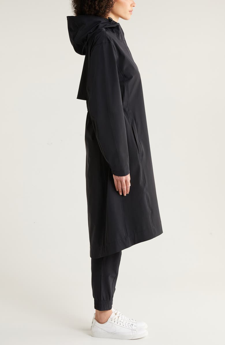 Zella Journey Water Resistant Raincoat, Alternate, color, Black