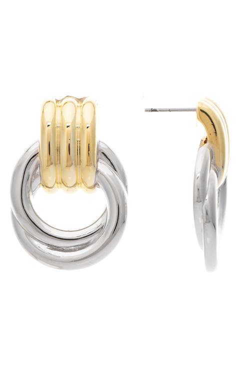 Two-Tone Doorknocker Drop Earrings