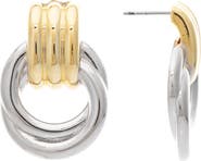 RIVKA FRIEDMAN Two-Tone Doorknocker Drop Earrings