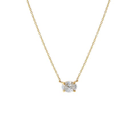 Lab Grown Diamond Oval Solitaire Necklace 14K