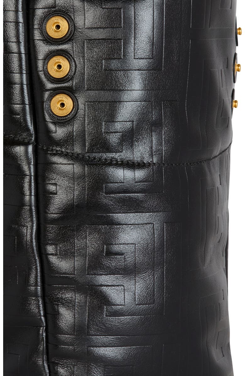 Balmain 1945 Soft crackled leather tote bag, Alternate, color, Black