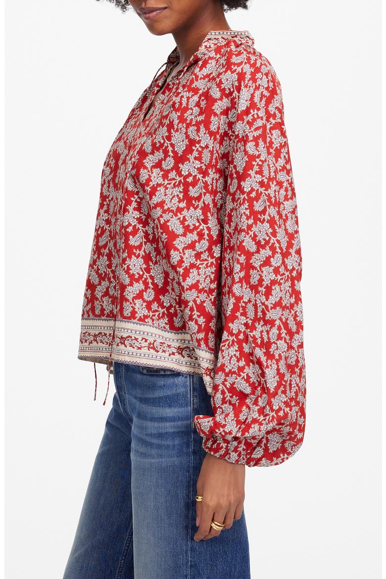 Paisley Shirred Popover Top, Alternate, color, GROUND MADDER